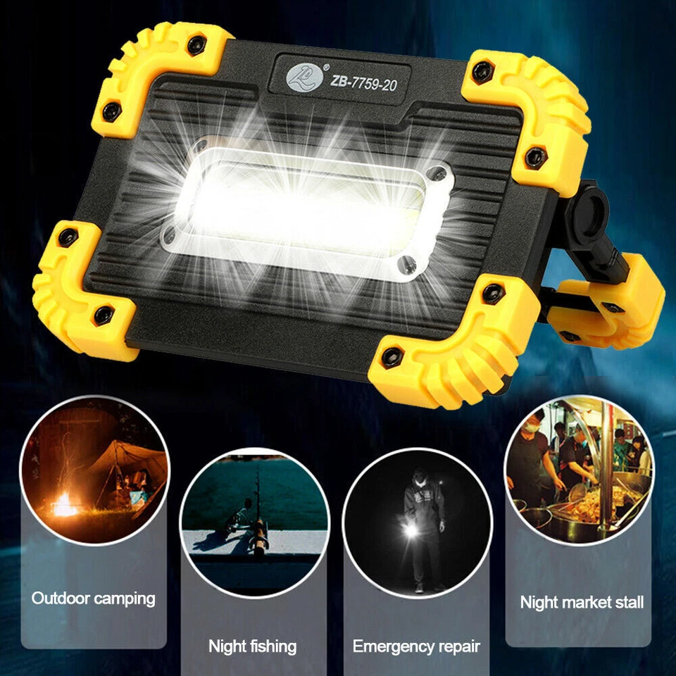 2X COB LED Work Light USB Rechargeable Flashlight Camping Emergency Lamp Torch - Image 3 of 4