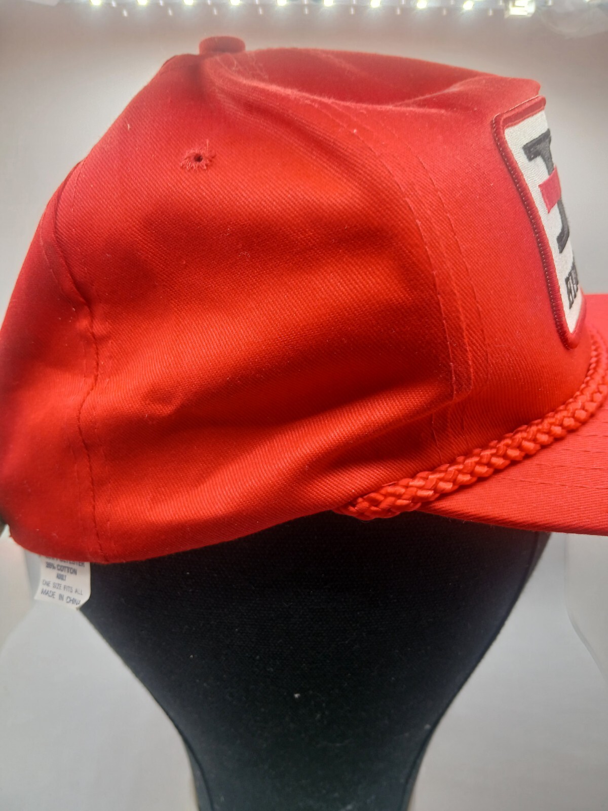 Vintage Hat Cap Red Hydro Services Patch Rope Bri… - image 4