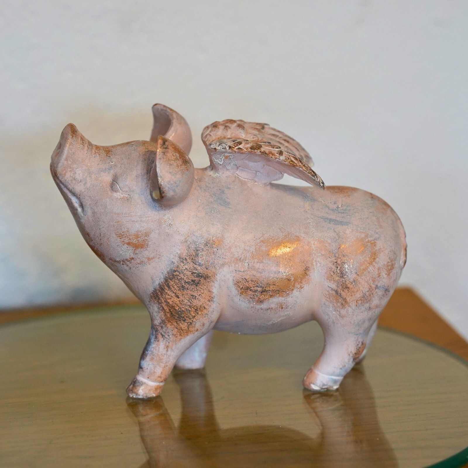 Flying Pig Resin Statue | Farmyard Piglet Home Outdoor Ornament Decoration Piggy