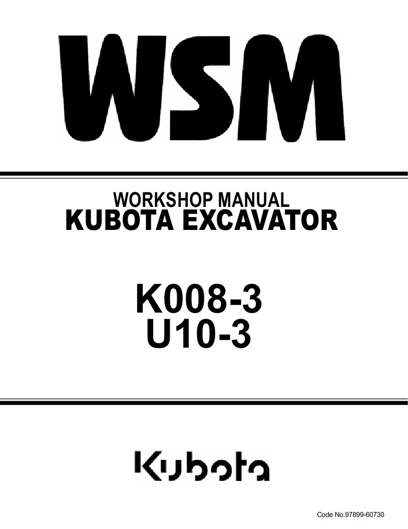 Kubota K008-3, U10-3 Excavator Workshop Repair Service Manual | eBay