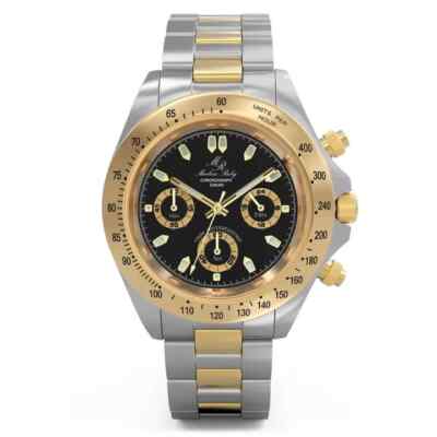 Markus Rubin Edelstahl & 18k vergoldet Dakar Chronograph Armbanduhr