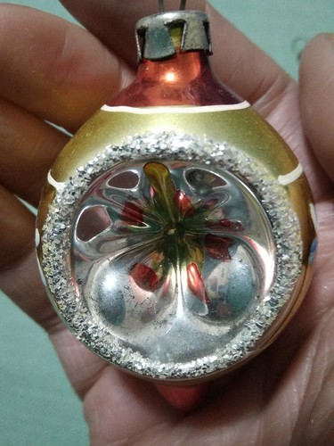 Antik Polen Einzug mundgeblasen bemalt Glas Weihnachten Glitzer Ornamente Lot 4 - Bild 12 von 12