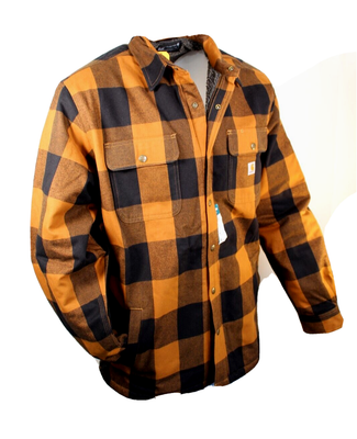 carhartt 104911 heavyweight flannel shirt jacket sherpa lined for men