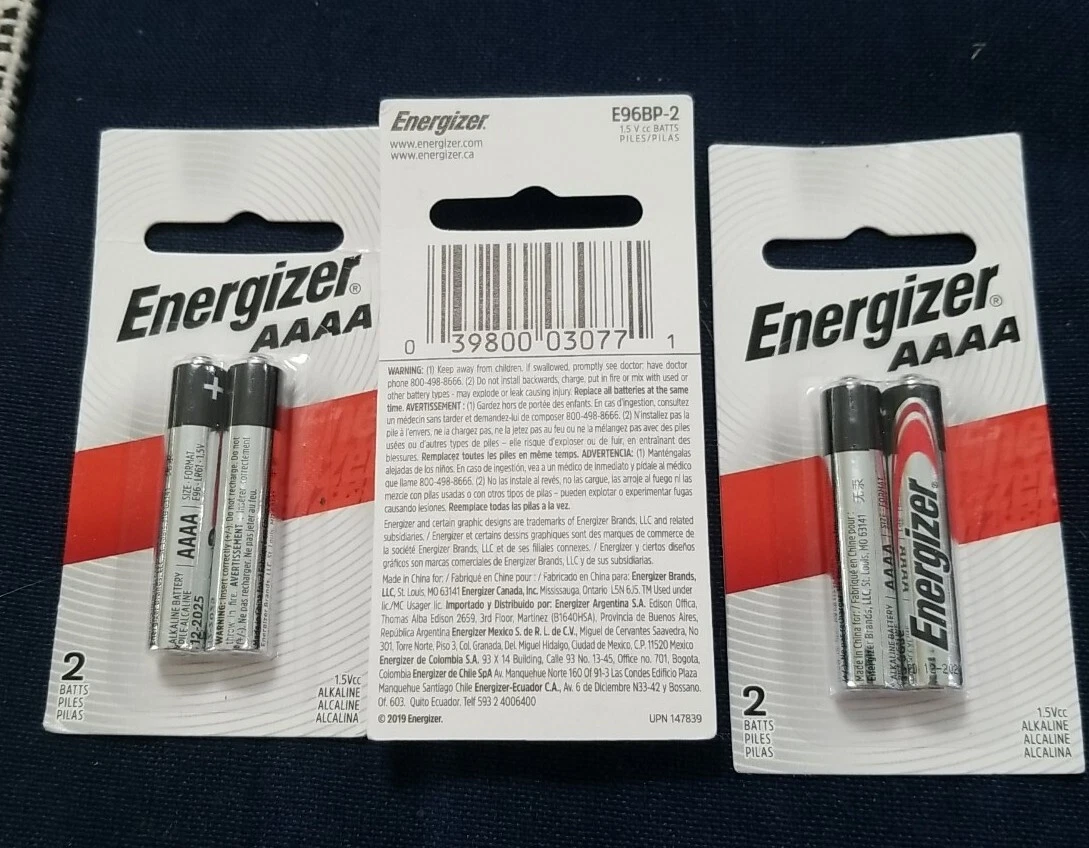 2 Energizer AAAA Batteries E96BP 2 lot of 3