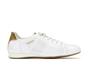 white trainers with gold trim