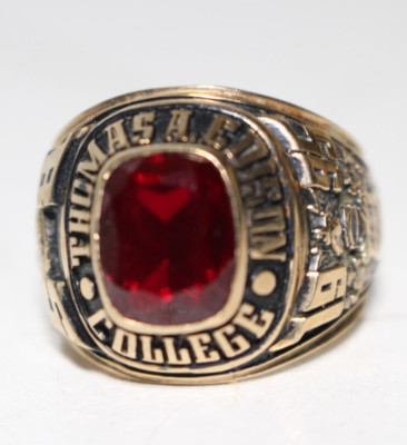 Vintage 1995 Thomas A Edison College 10K Gold Ring ~ Herff Jones ~ Größe 9