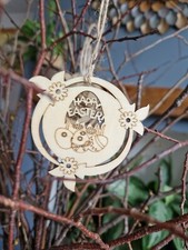 10 Pezzi Ornamenti Albero Uovo di Pasqua in Legno Decorazione Colorazione Naturale