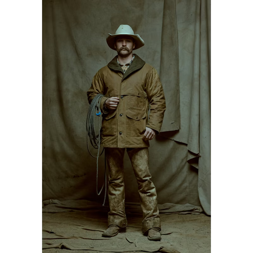 Filson Tin Cloth Insulated Packer Coat 20263400 Dark Tan Waxed Khaki Green Wool - Picture 9 of 12
