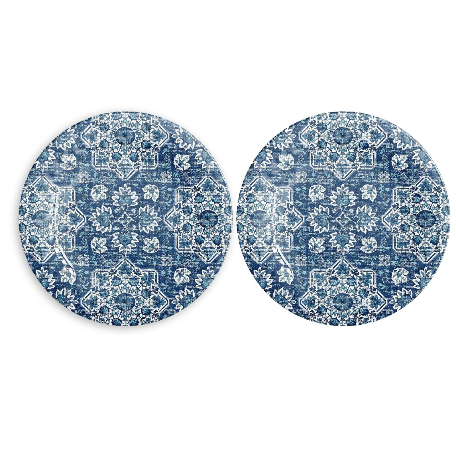 Atlantic Blue - Outdoor Melamine/Plastic Dinner Plates Set for 2