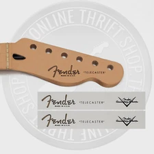 Fender Tele Waterslide Guitar Neck Headstock Decals with CS Logo (Set of 2)