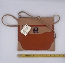 I Medici Orange Pebbled Leather Crossbody Pouch
