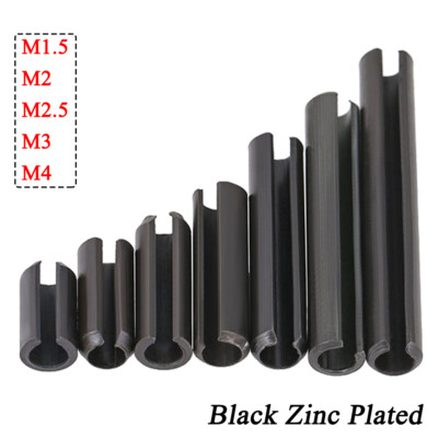 Slotted Spring Tension Pins Roll Pin Ø 1.5mm-4mm Black Zinc Plated Steel DIN1481