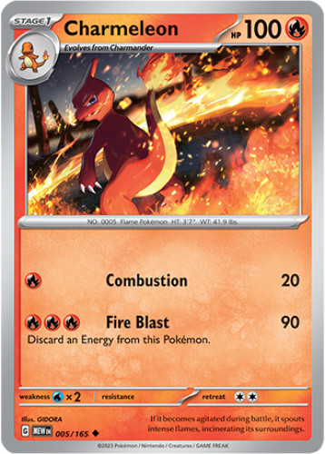 1x Charmeleon 005/165  Scarlet & Violet 151 Pokemon TCG Card NM