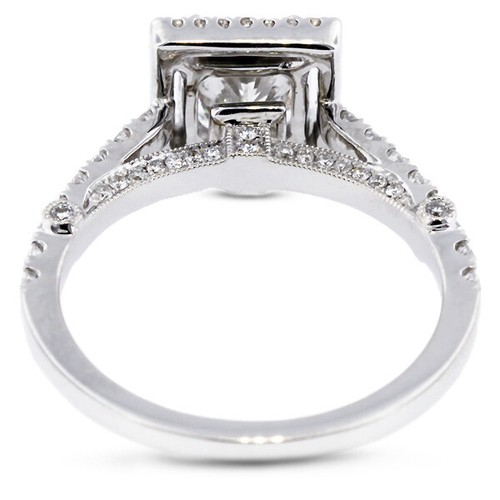 Anillo de compromiso con halo de oro blanco con diamantes naturales certificados princesa 3,29 quilates F/VS1 - Imagen 5 de 13