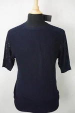 Giorgio Armani Black Label Blue Silk Blend Woven See Through Sweater Sz 48 NEW