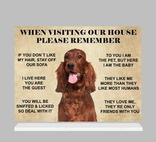 Funny Cute Irish red setter Dog House Rules metal wall sign  dog lovers plaque