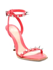Alexander McQueen Women’s Punk Studded Strappy Coral Leather Heels 40, US 10
