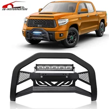 Bull Bar Front Grille Guard Bumper W/ LED Light Bar For 2007-2021 Toyota Tundra