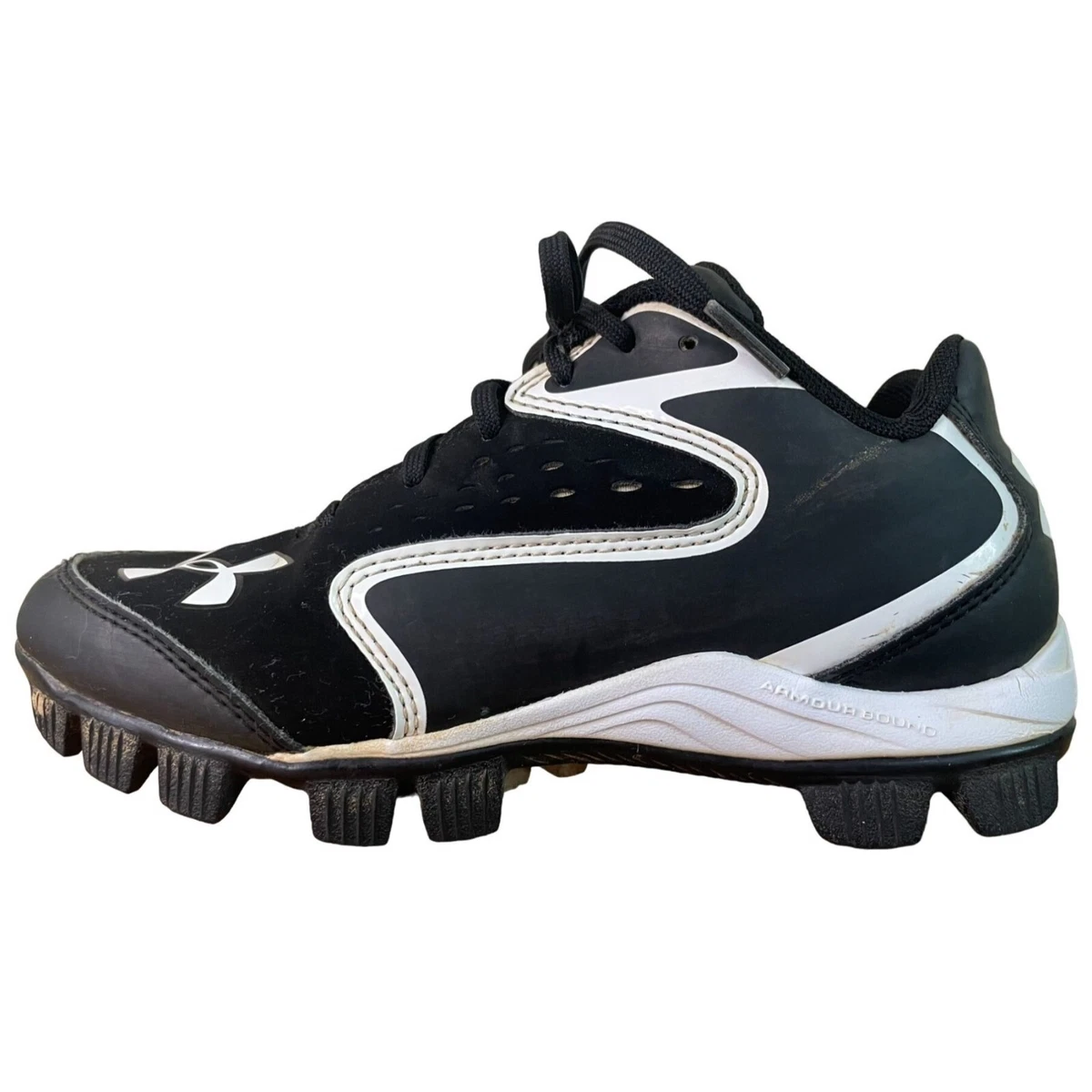 Under Armour Black and White Armour Bound Baseball Cleats Youth 3Y