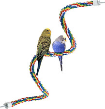 Bird Rope Perch for Parrots, Cockatiels, Parakeets, Budgie Cages Comfy Birds