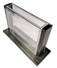 Horizontal Stems Vase 7  W X 4.5  H X 2.5"D Beveled Glass With Acrylic Insert