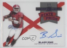 2015 Leaf Clear State Pride Auto Purple 1/1 Blake Sims #SP-BS1 Auto pn1