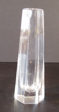 Heavy Clear Glass Short Hexagonal Flower Vase, 6" high