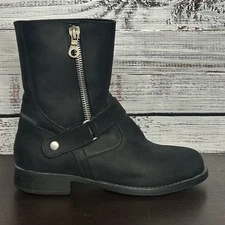 Forma Womens Eva Waterproof Black Leather Zip Motorcycle Boots US 9.5  EUR 40