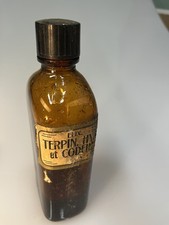 Vintage Apothecary Elixir Bottle with Original Label Terpin Hydrate Codeine