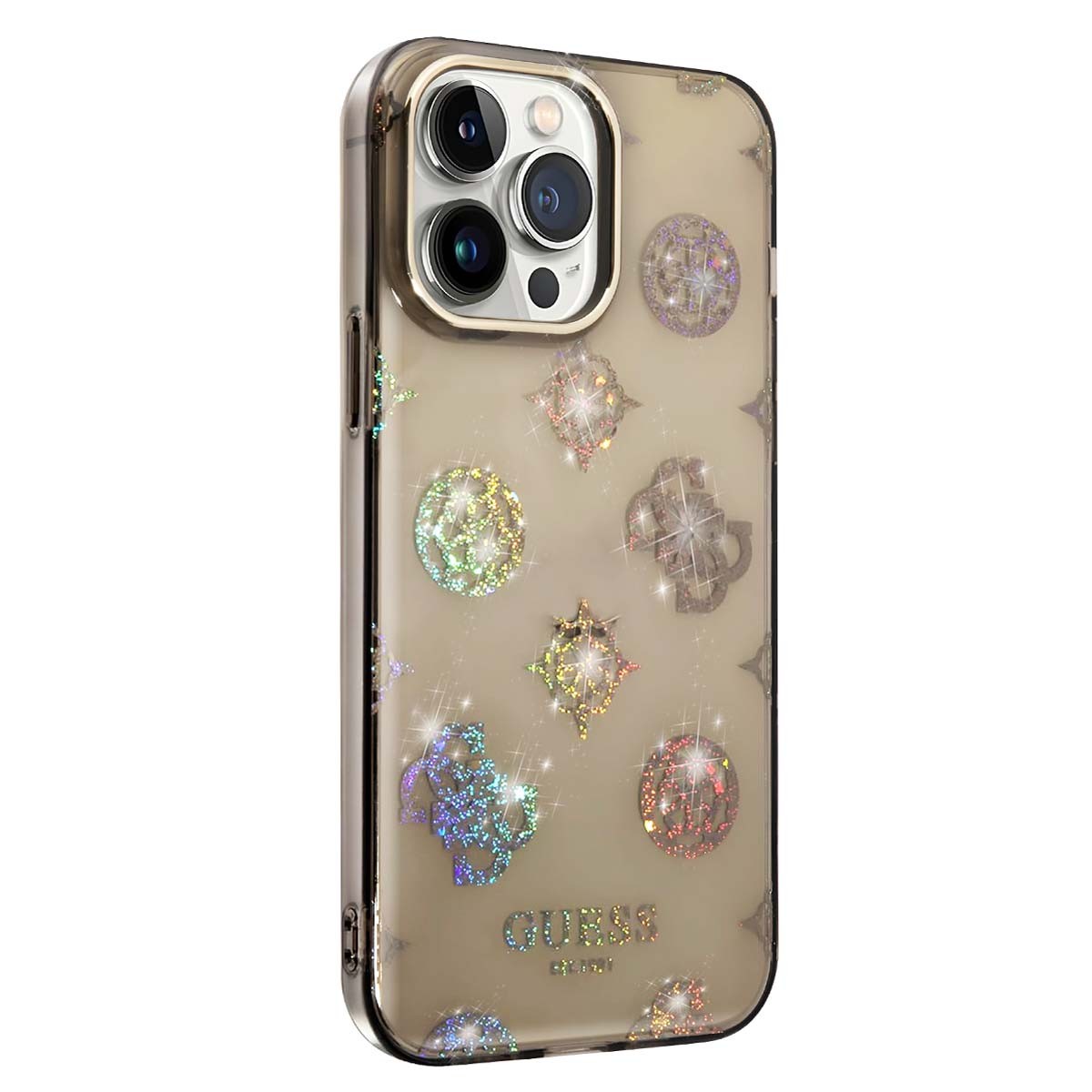 Coque pour Apple iPhone 14 Pro TPU Peony Noir Guess protection souple antichoc