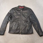 Superdry Jacket Large Black Leather Real Hero Biker Motorcycle Cafe Moto Racer