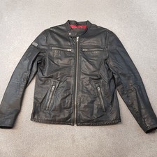 Superdry Jacket Large Black Leather Real Hero Biker Motorcycle Cafe Moto Racer