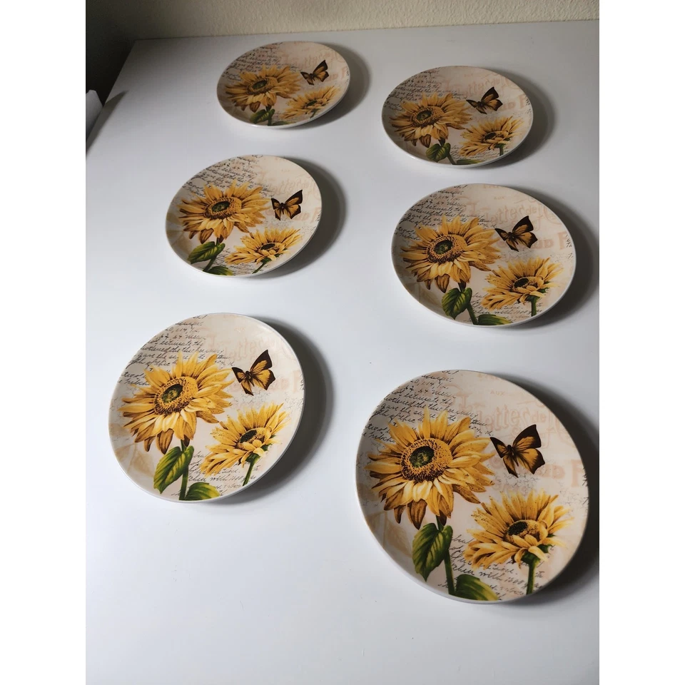 Platos de ensalada PFALTZGRAFF dorado blanco girasol 6" - Juego de 6 Foto 2 de 4