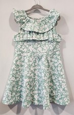 Janie Jack Floral Dress NWT Sage Green Fit Flare Easter Flowers Ruffle Size 4