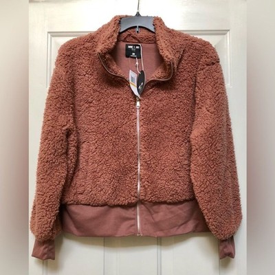 LOVE + JOY JACKET WOMEN'S PLUS SIZE 3X FULL ZIPPER SHORT BROWN TEDDY