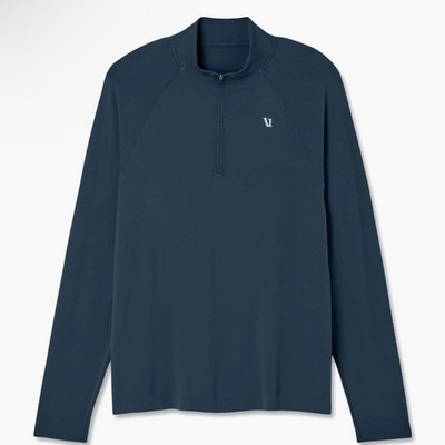 VUORI Clearview Seamless Quarter Zip Color: Ocean Blue size medium