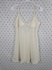 Vintage Victoria's Secret 100 Silk Chemise S Ivory Pearl Beaded Bridal Y2K