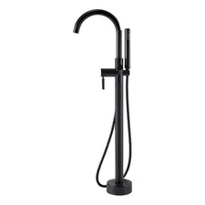 Athena 1-Handle Freestanding Roman Tub Faucet with Hand Shower in Matte Black
