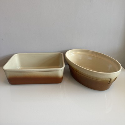Französische Keramik Backformen (x2) Form Bräter Auflaufform rechteckig & oval
