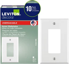 1-Gang 1-Decora Midway Nylon Wallplate 10 Pack, PJ26-WM, White