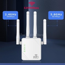 WiFi Range Extender Repeater 1200Mbps Wireless Router Signal Booster 2.4G-5.8GHz