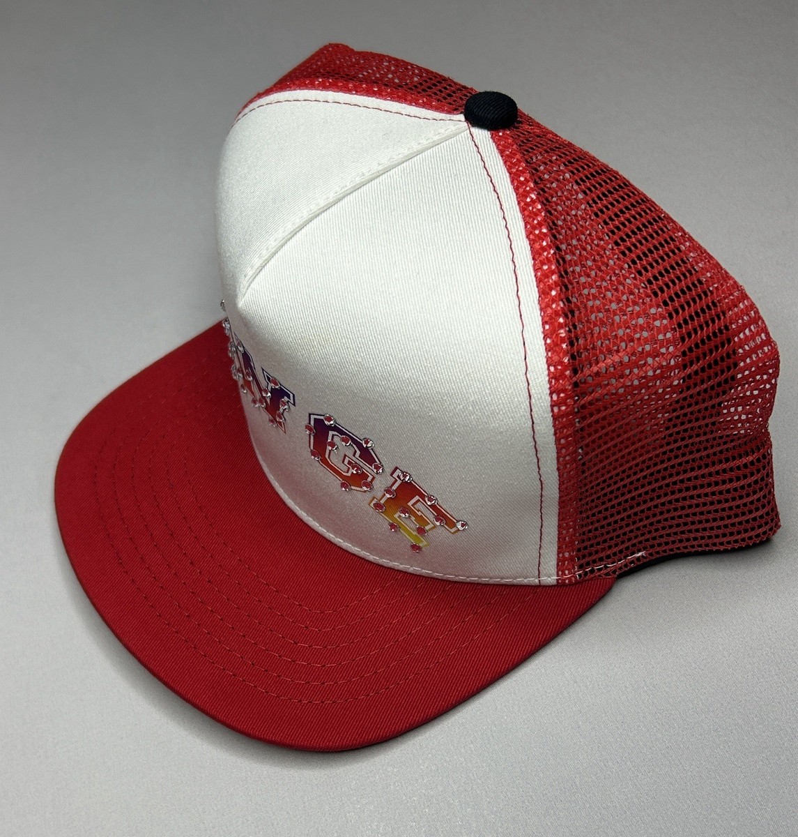 AWGE Red Trucker Hat SnapBack Rhinestone ASAP Rocky Mob Worldwide