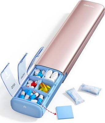 Metal Weekly Pill Organizer   Moisture-Proof Travel Pill Organizer with Built-in