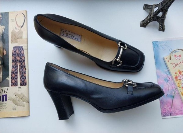 Women Carvela Heels Black Leather 40 #12QO