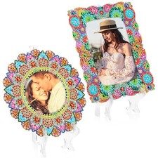  2 Pcs DIY Diamond Painting Photo Frame Kits Mandala Picture Frame with 