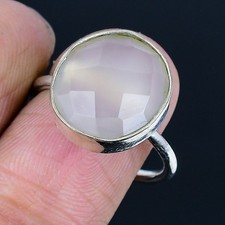 Aqua Chalcedony Gemstone Handmade 925 Sterling Silver Jewelry Ring Adjustable