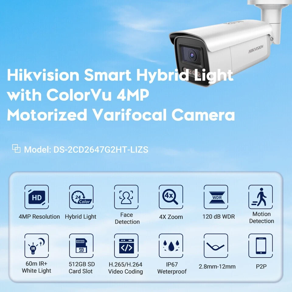 Hikvision DS-2CD2647G2HT-LIZS 4MP Hybrid Light ColorVu Bullet IP Camera 2.8-12mm - Image 2 of 4