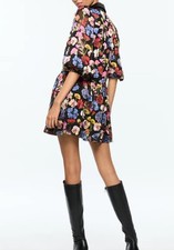 NWT Alice + Olivia Bertha Mini Shirt Dress In Timeless Blossom Sz M Floral $550