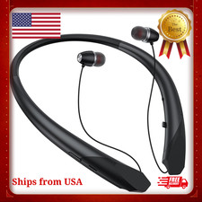Bluetooth Headphones Retractable Neckband, Bluetooth Headset Wireless Earbuds wi