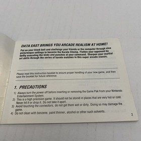 Nintendo NES Instruction Manual Karate Champ Data East Nes-Kc-Usa